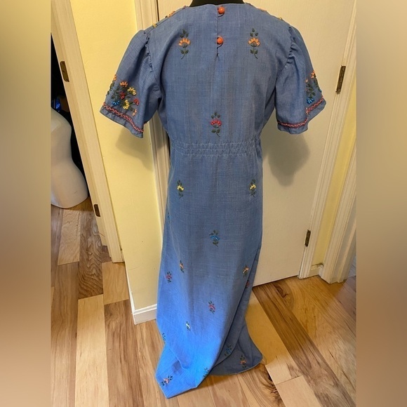 Vintage handmade crewel work boho dress small - Picture 5 of 6